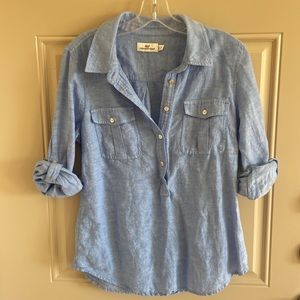 Vineyard Vine Blue Quarter Button Shirt